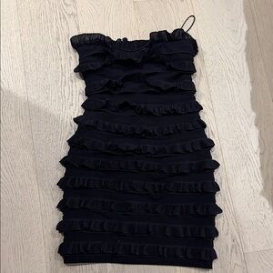 Elizabeth and James Black Strapless Ruffle Dress